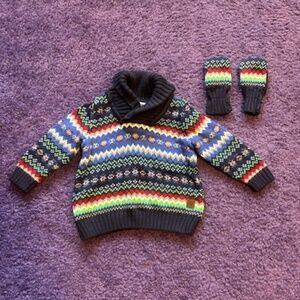 Janie and Jack Sweater and mittens matching set - 3-6 months